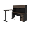 Bestar Connexion Height Adjustable L-Desk with Hutch, Antigua/Black 93886-000052